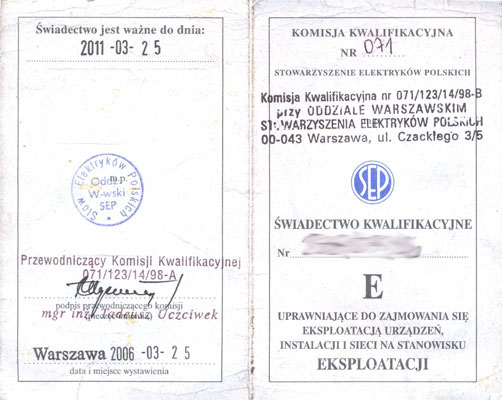 wiadectwo Kwalifikacyjne